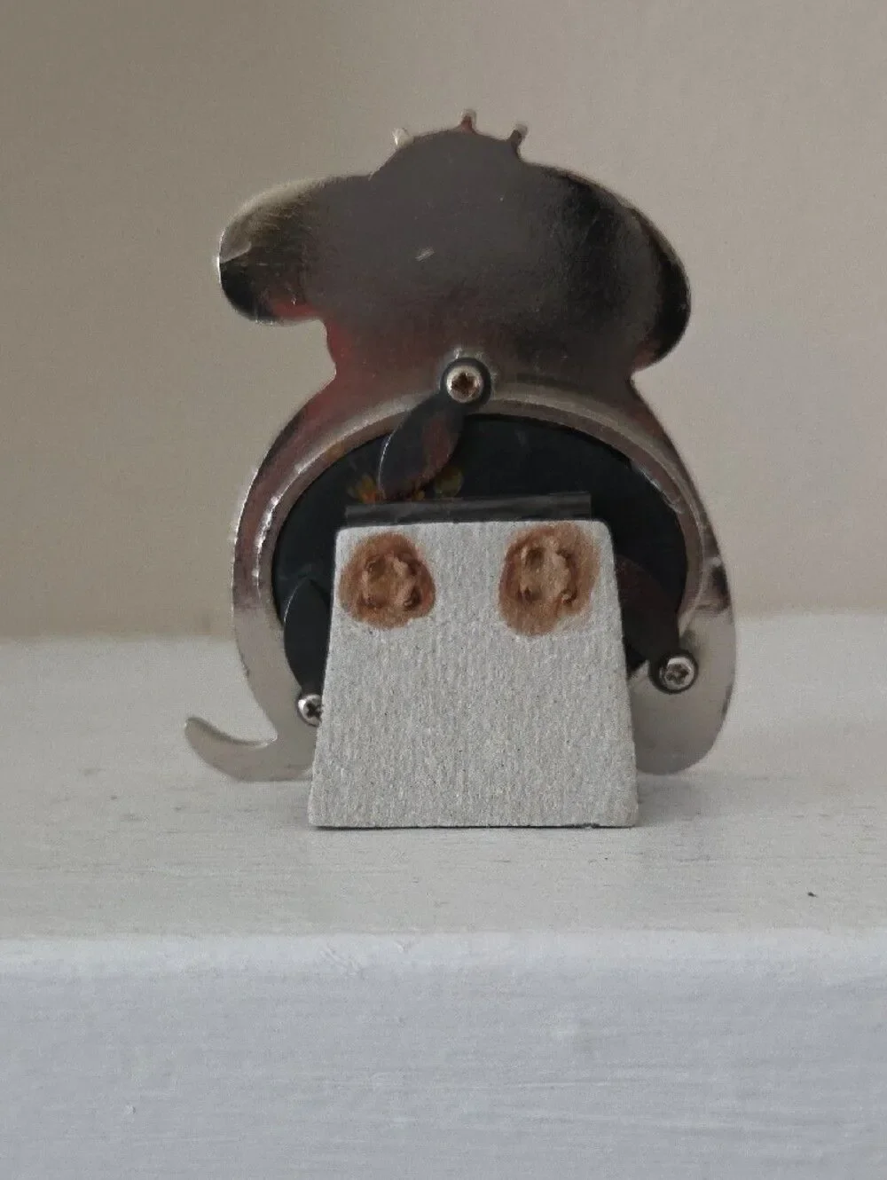 Cute Dog-Shaped Picture Frame — White & Black with Pink Nose